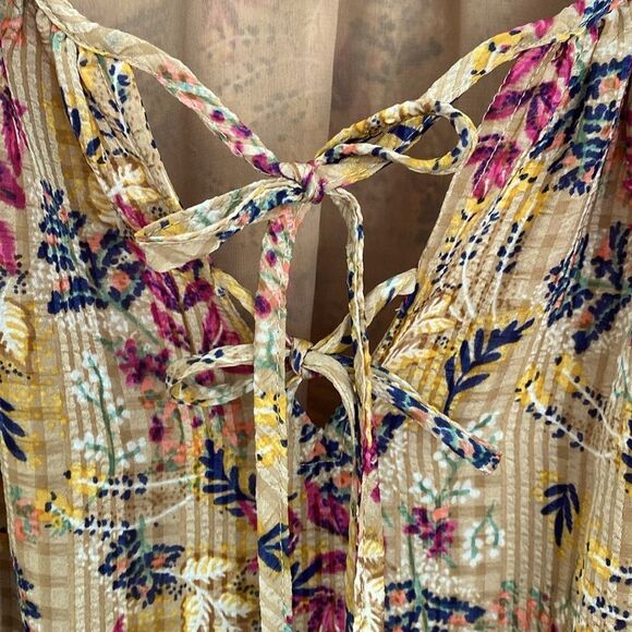 LOFT Petite Floral Boho Tie Neck Blouse MP - Picture 4 of 12